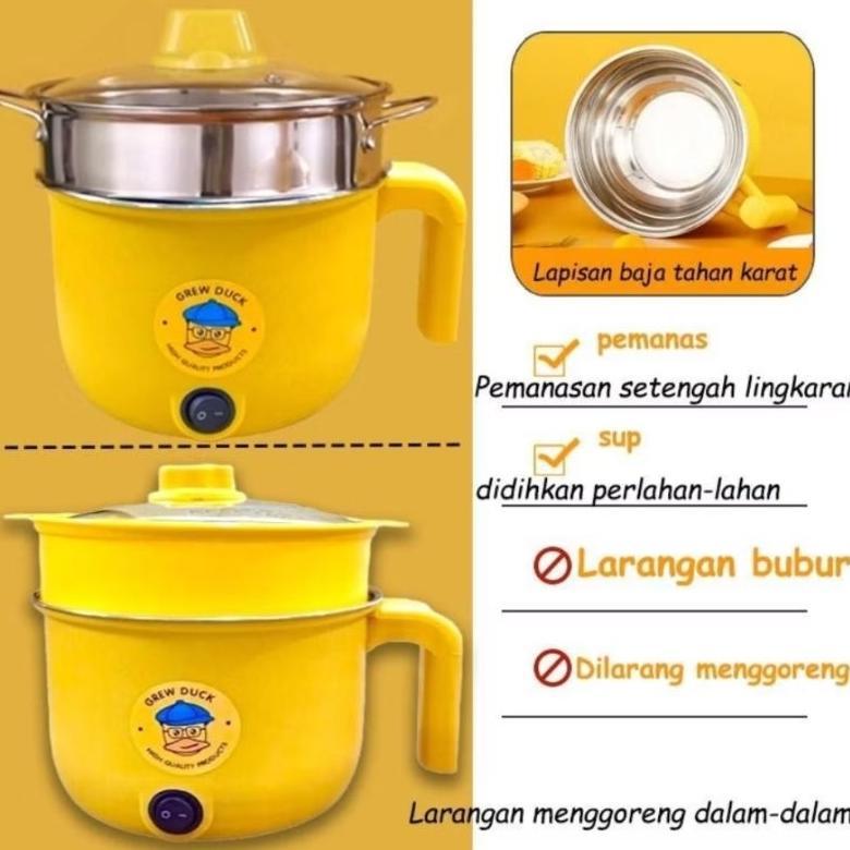 HOT Rice Cooker Mini Panci Bebek Elektrik Kukusan Penanak Nasi Otomatis 1 Liter Bisa Buat Masak Mie