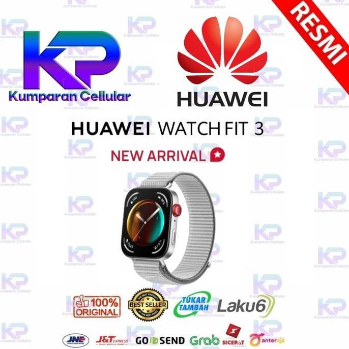 Huawei Watch Fit 3 Gray Nylon Nfc Harmonyos Garansi Resmi