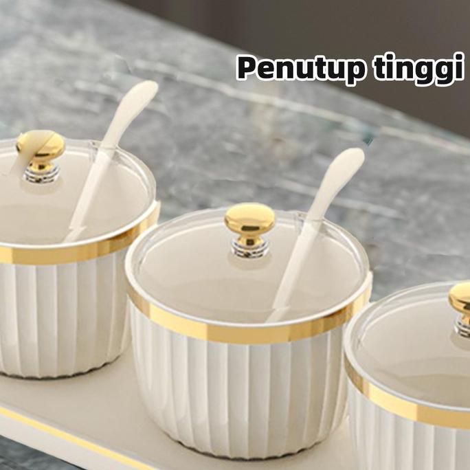 Promo Terbaru Jar Bumbu PremiumTempat Bumbu Set Estetic 3/4 In 1 Tutup Transparan Anti Bocor - Desai