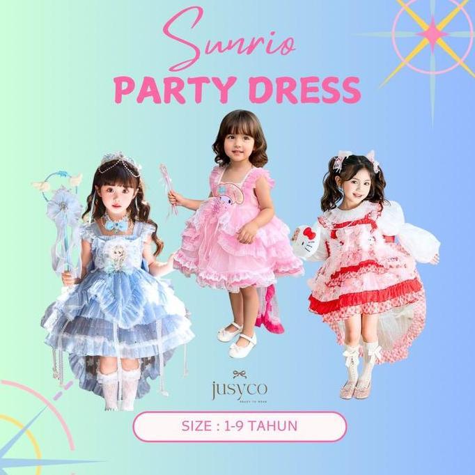 DISKON Jusyco Kids Sanrio Character Party Dress /Kostum Cosplay Dress Lolita Anak Perempuan READY ST