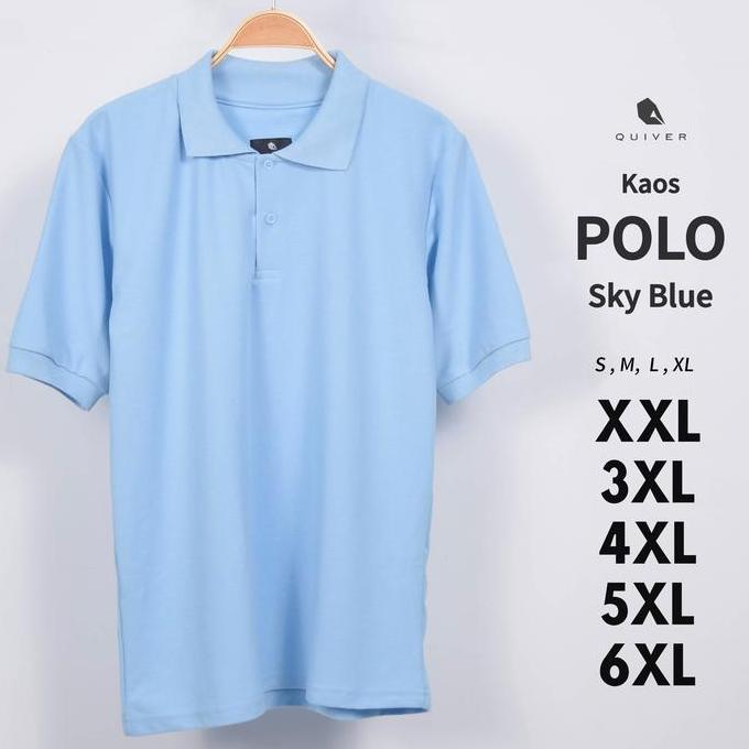 Kaos Polo Sky Blue Big Size Pria S M L XL XXL 3XL 4XL 5XL 6XL Kerah Baju jumbo