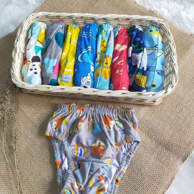 12 pcs Celana dalam anak laki-laki dan perempuan usia 1-5th kemasan pouch Motif Fashion pakaian dala