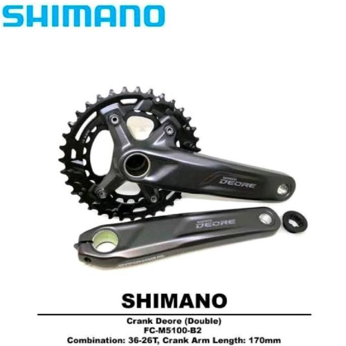 Promo Crank 2 Speed Shimano DEORE FC-M5100-2 Double Original Box Crank MTB Deore M5100 COD