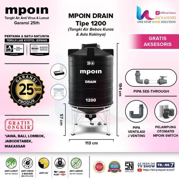 Sale Tangki Air Mpoin 1200 Drain Toren Tandon Tanki 1200 Liter Mpoin Plus