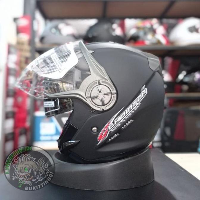HELM NHK GLADIATOR SOLID BLACK DOFF DOUBLE VISOR