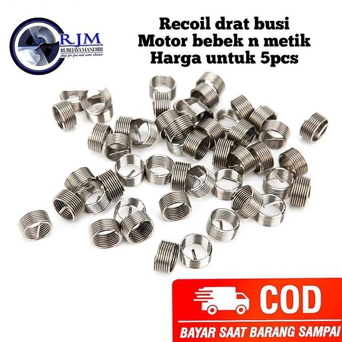 Promo Harga untuk 5biji recoil drat busi motor bebek n metik busi pendek Diskon
