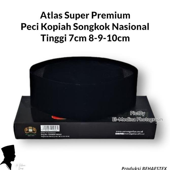 Peci Kopiah Hitam  AC Tinggi 7 8 9 10 cm Songkok Nasional Atlas Bludru Super Halus peci  atlas