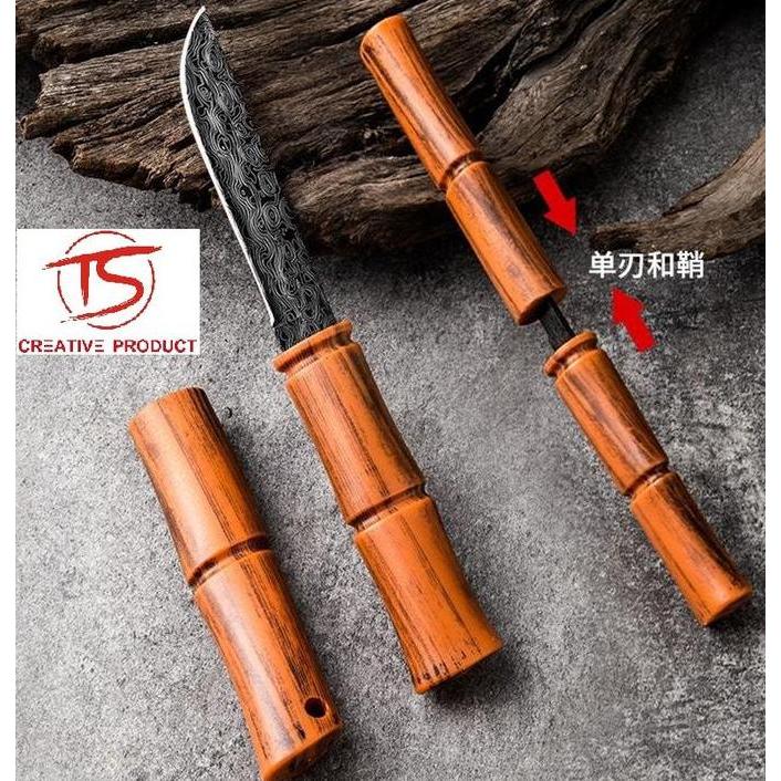 Pisau DAMASKUS BAMBU MINI PISAU DAGING PISAU BUAH PISAU KATANA PISAU Bambu PISAU BUAH