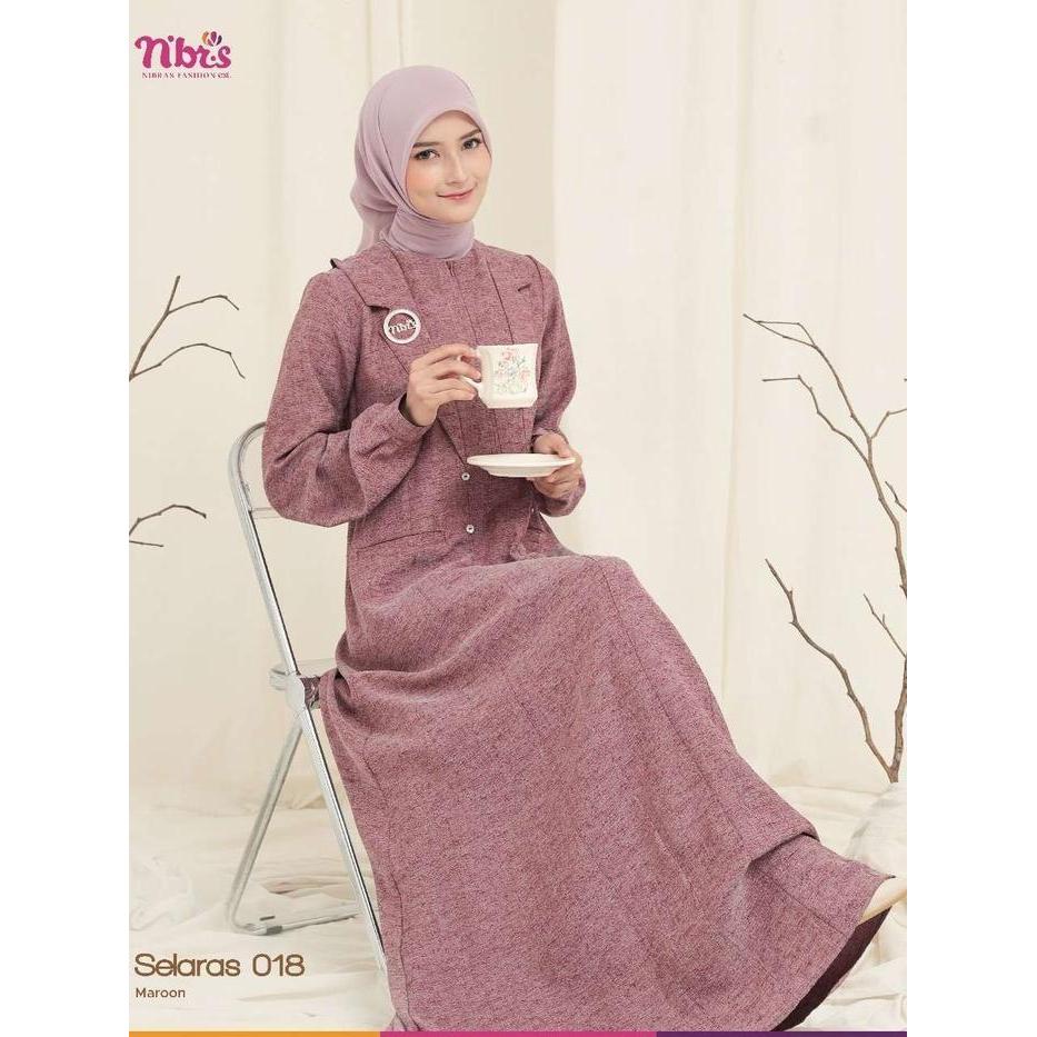 (Ready) Nibras - Selaras 018 - Gamis Modis Dewasa - Gamis Simple Elegan Bestseller
