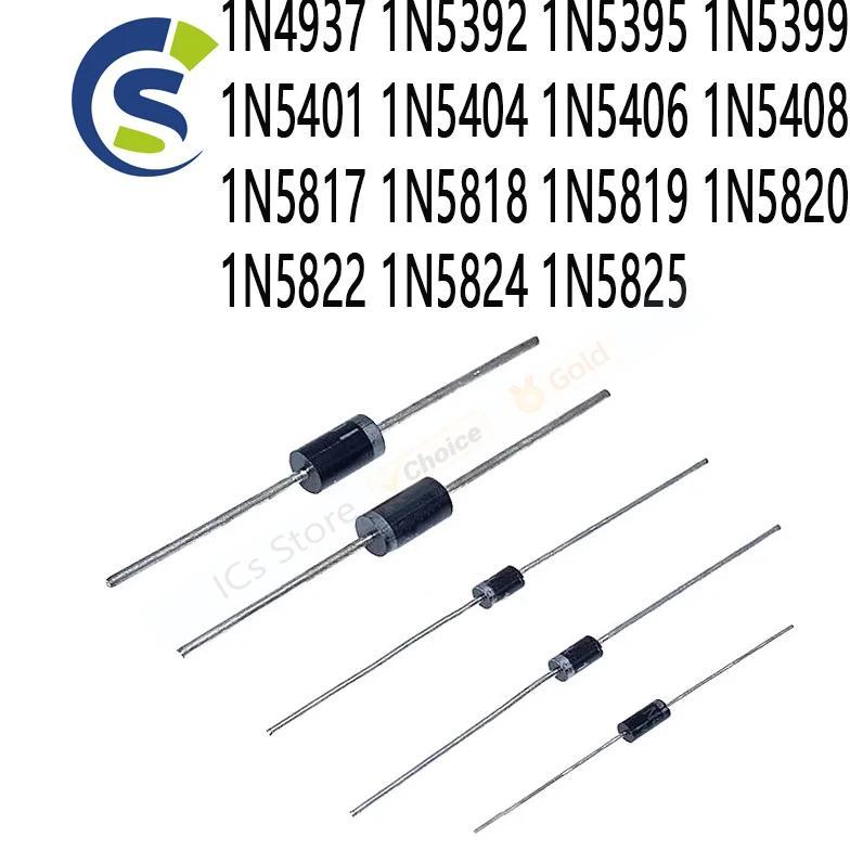 100PCS Schottky diode 1N4937 1N5392 1N5395 1N5399 1N5401 1N5404 1N5406 1N5408 1N5817 1N5818 1N5819 1