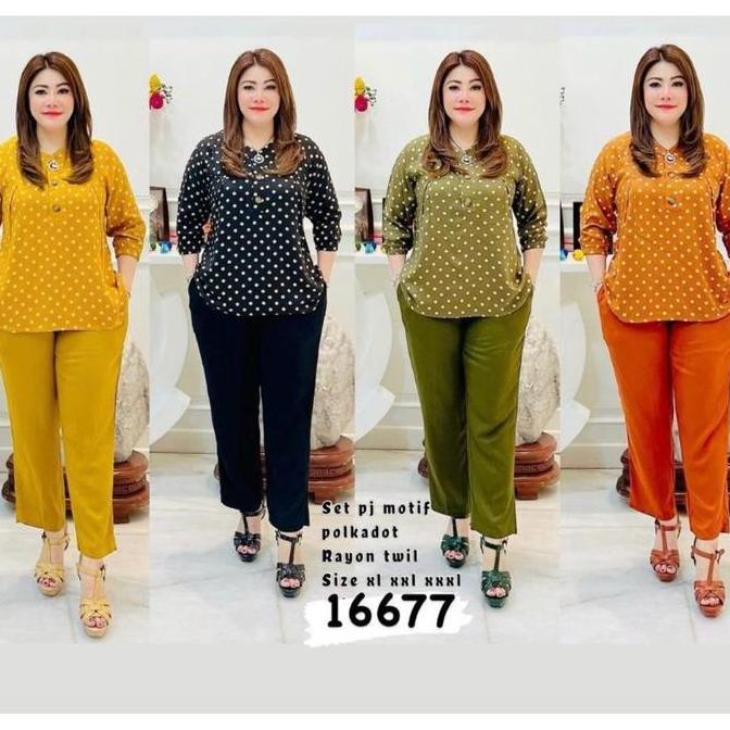 SETELAN RAYON TWILL POLKADOT KANCING TIGA 16677