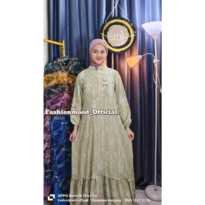 (Best Saller) Gamis Rayon Crinkle  Aleva// Gamis Motif Etnik // Gamis Crinkle Aleva // Dress Rayon /