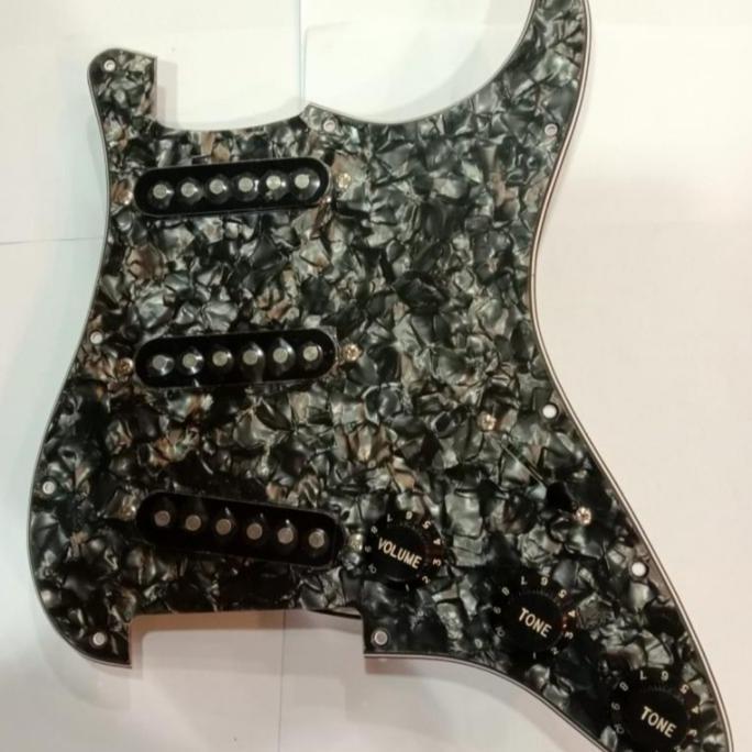 pickguard gitar elektrik stratocaster set black-pearl ST112