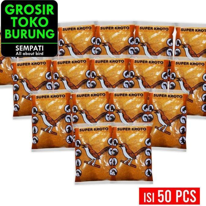 SEMPATI GROSIR Super Kroto Voer Halus Anti Stress 100gr Isi 50 Pcs Pur Pakan Makanan Burung Ciblek P
