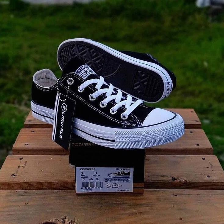 Sepatu Sneaker converse allstar low black white Sepatu NB Tali Putih Sekolah Pria Wanita Terlaris