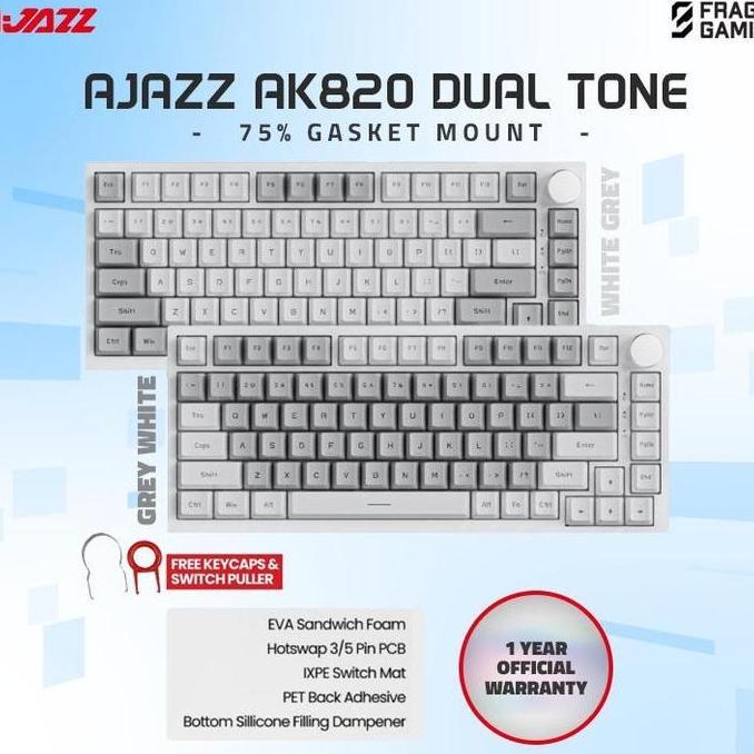 Ajazz Ak820 Dual Tone 75% Gasket Mount Mechanical Gaming Keyboard Hemat