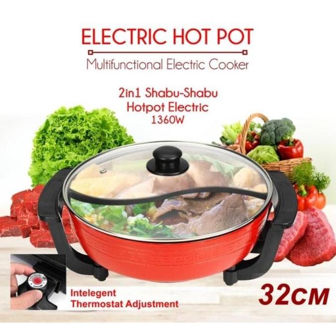 Hot Pot Dual Panci Suki Listrik Panci Sekat Elektrik Shabu Portable