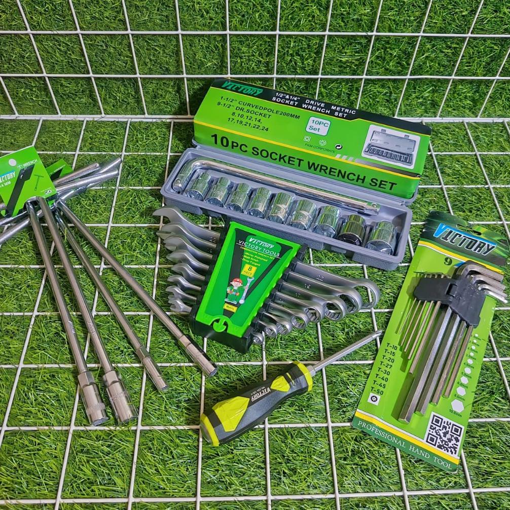 Paket Tool Kit kunci Shock Set + Ring Pas Set + Kunci T 8-10-12-14 + Kunci L Set + Obeng Magnet Keto