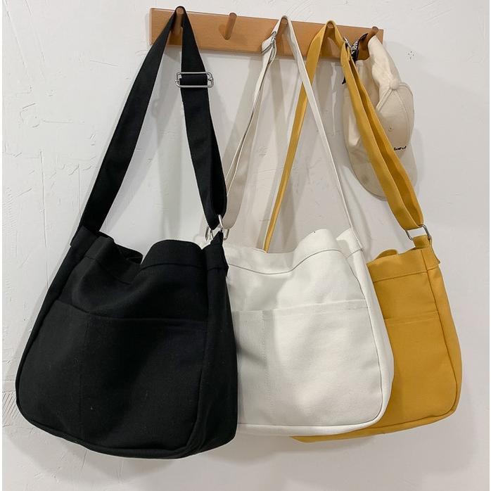 PROMO Ins Jepang Tas Kanvas Wanita Liar Fashion Messenger Tas Harajuku Ulzzang Gaya Malas Mahasiswa 