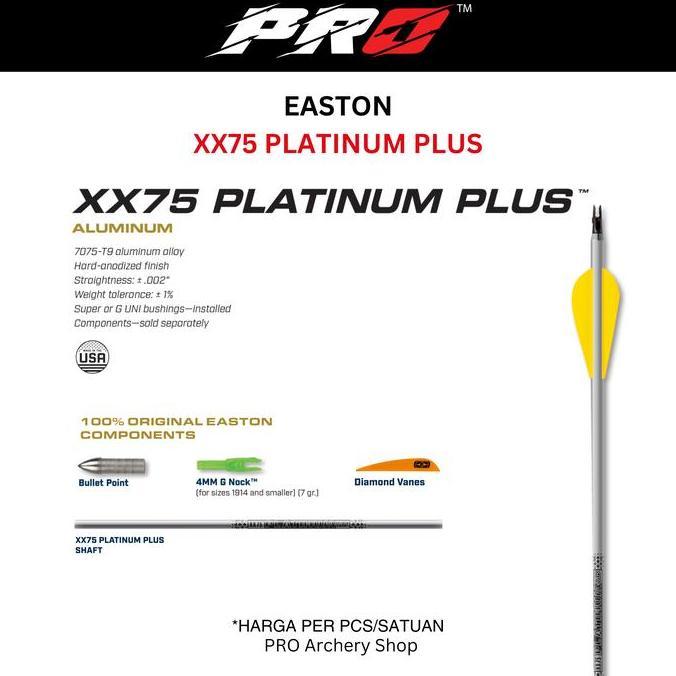 EASTON PLATINUM PLUS XX75 ORIGINAL / ARROW EASTON PLATINUM / ARROW PLATINUM EASTON / ANAK PANAH / AR