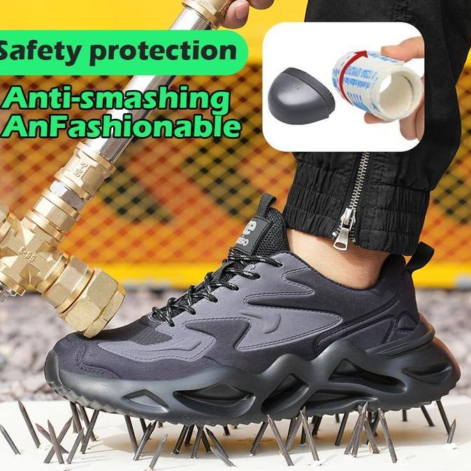 PROMO Sepatu Safety Pria Aeiso V19 Sneakers Sporty Import Ringan Ujung Besi, Safety protection and f