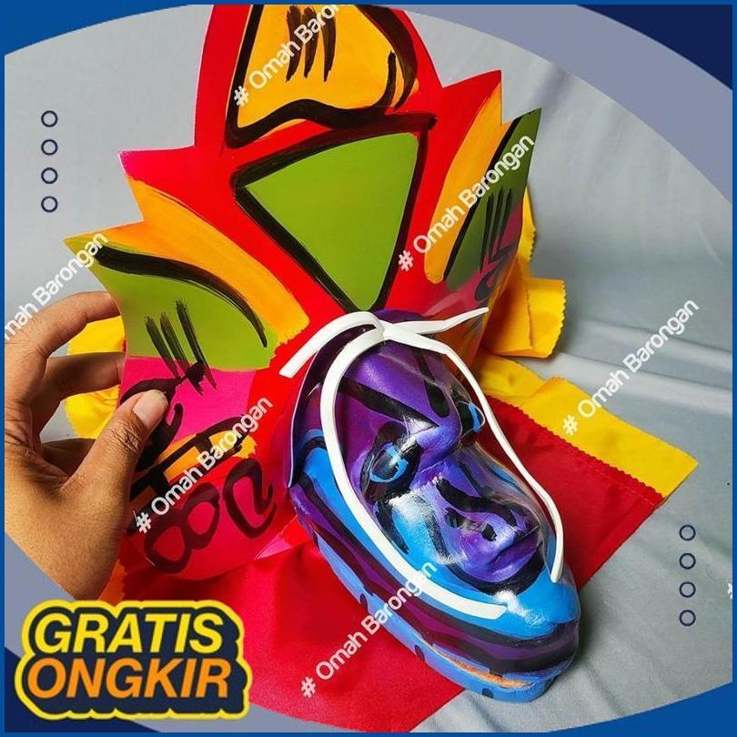 SIAP DIKIRIM Barongan Anak Mainan Caplokan Spon Ukuran Kecil Motif Kayu Devil