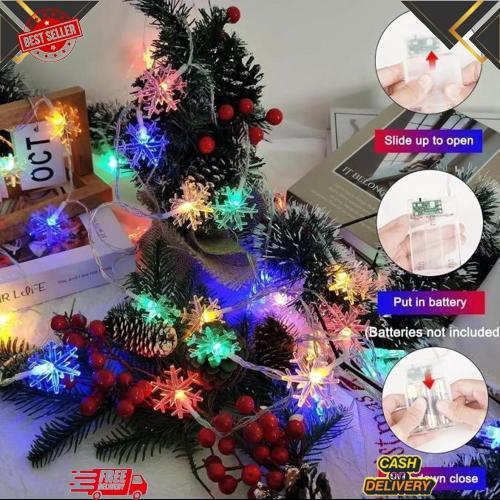 6782 Lampu Tumblr LED Snowflake Battery / Lampu LED  pohon natal 3 Meter Baru