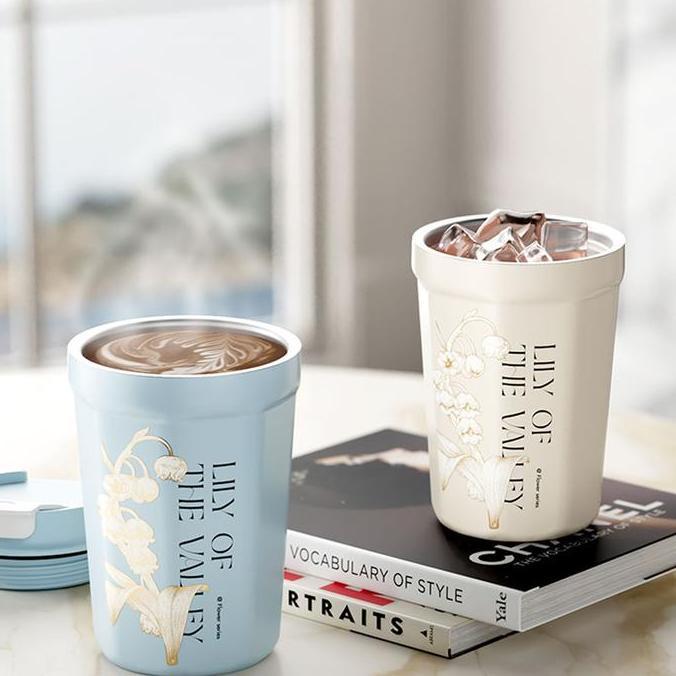 Bestone- CODGERM K32 390ML Vacuum Cangkir Kopi S31603 Baja Tahan Karat Portabel With Liontin Dekorat