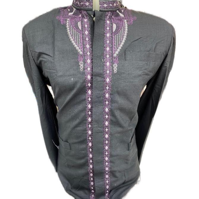 NEW JAS KOKO HASGRADINI KATUN INDIA LENGAN PANJANG SERIAN WARNA - PRIA DEWASA - WARNA HITAM - CASUAL