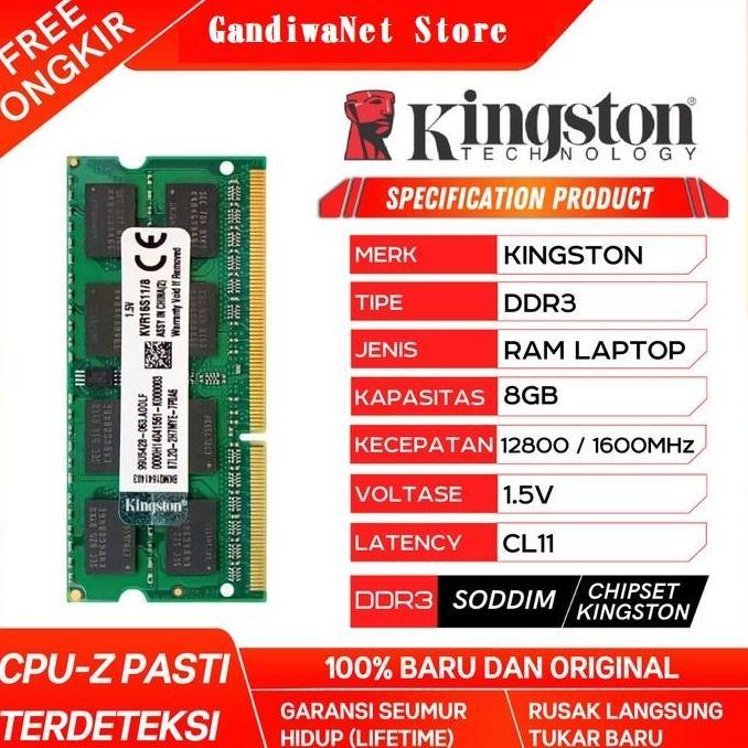 Ram laptop Kingston SODIMM 8GB DDR3 12800/ DDR3-1600 Mhz