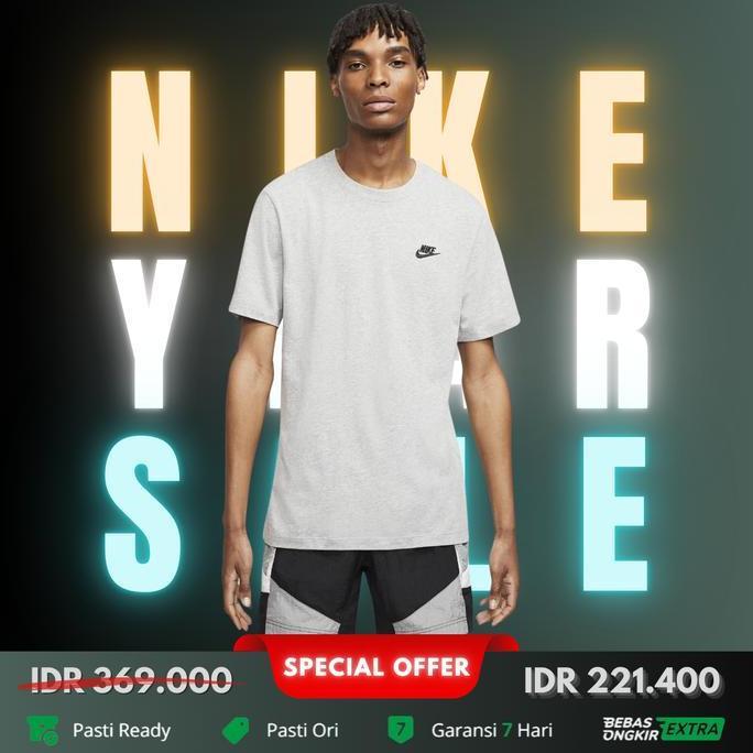 Kaos Nike Original Pria Sportswear Club Basic Tee Abu-Abu