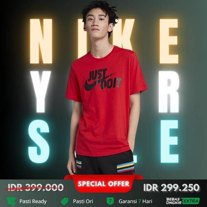 Nike Kaos Original Pria Sportswear Just Do It Swoosh - Merah