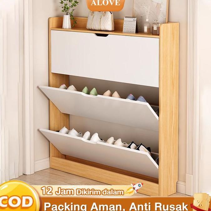 GNL Rak Sepatu Lemari Sepatu Rak Sepatu Susun Tertutup Lemari Sepatu Minimalis Rak Sepatu Kayu Desai