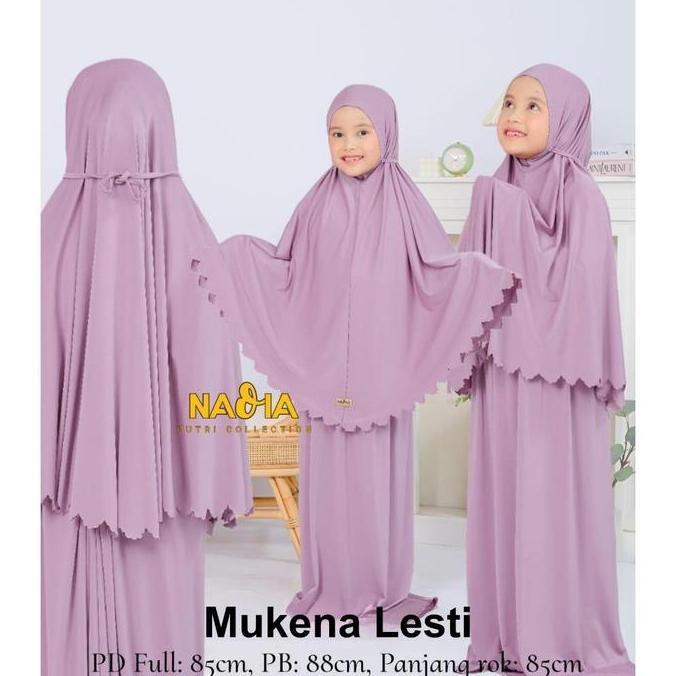 AliMaMa - MUKENA ANAK LESTI LASER - Mukenah Perempuan Telekung Traveling Jersey Jersi Fashion Muslim