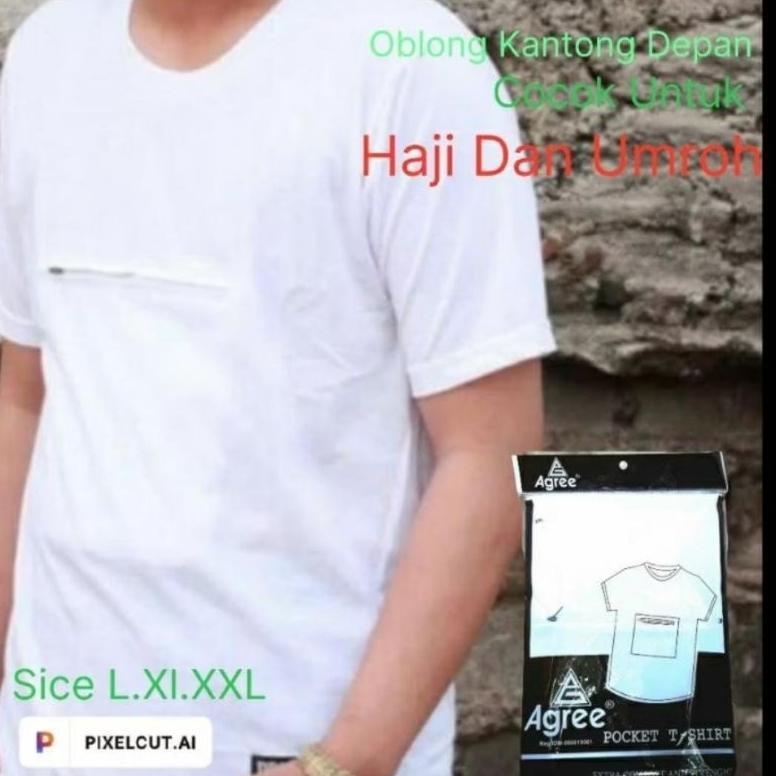 Kaos Oblong Haji agree Dan Umroh Kantong Depan Kaos Dalam Haji Dan Umroh Kantong Depan  Pria
