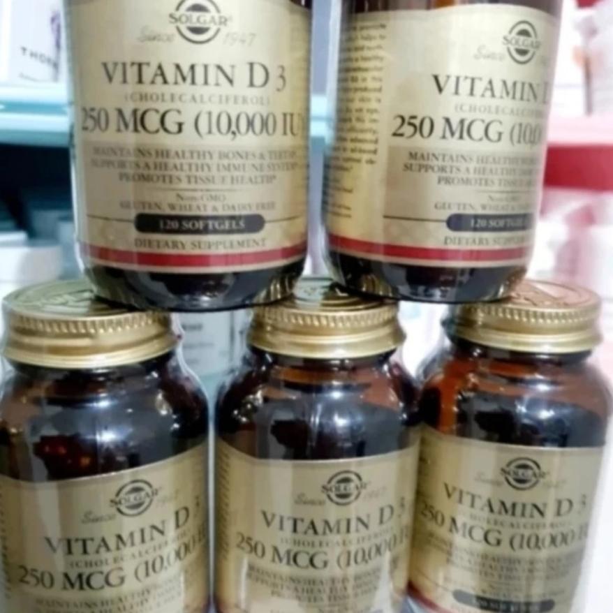 Solgar Usa Vitamin D3 (Cholecalciferol) 250 Mcg 10000 Iu 120 Softgels Exp ; May 2027 Original
