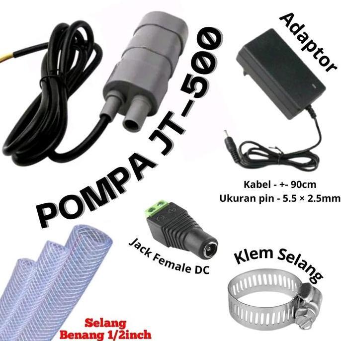 Pompa Air Celup Jt-500 Dc 12Volt Paket Lengkap Adaptor Selang Siap Pakai Harga Khusus