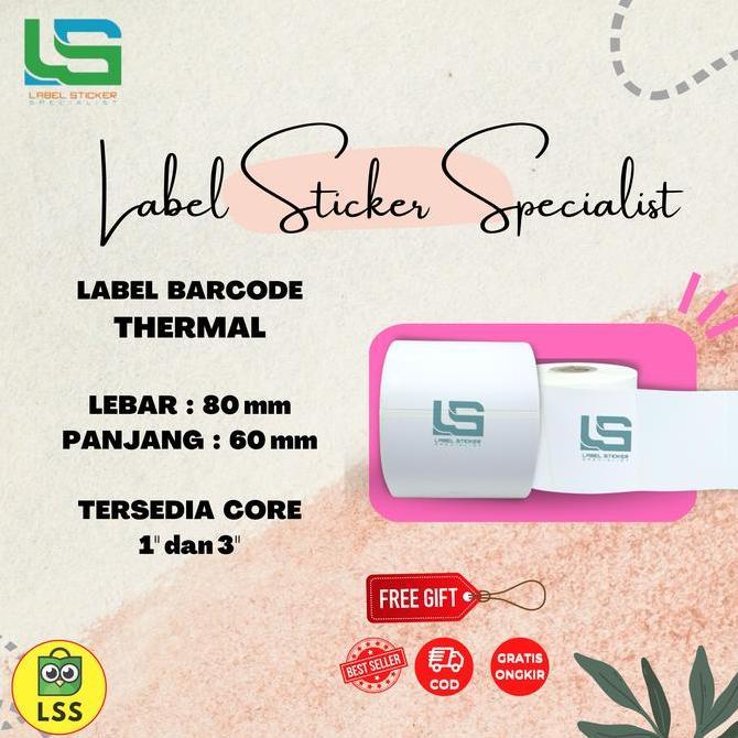 Barufasayah - Label Stiker Barcode Thermal 80X60 Mm