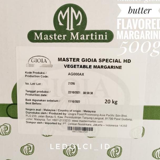 Butter Flavored Vegan Margarine Unsalted - Master Gioia Mentega 500 Gr Terlaris