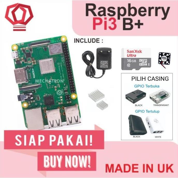 Raspberry Pi3 Pi 3 Model b+ 3b+ Plus Paket Lengkap Komplit Siap Pakai