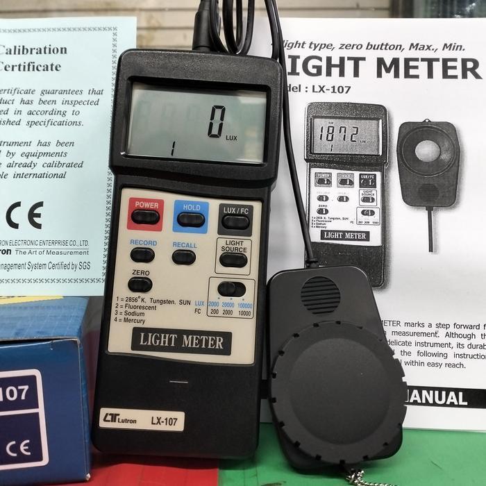 Lutron Lx-107 Digital Lux Meter Sd 100.000 Lux Original Dan Terpercaya