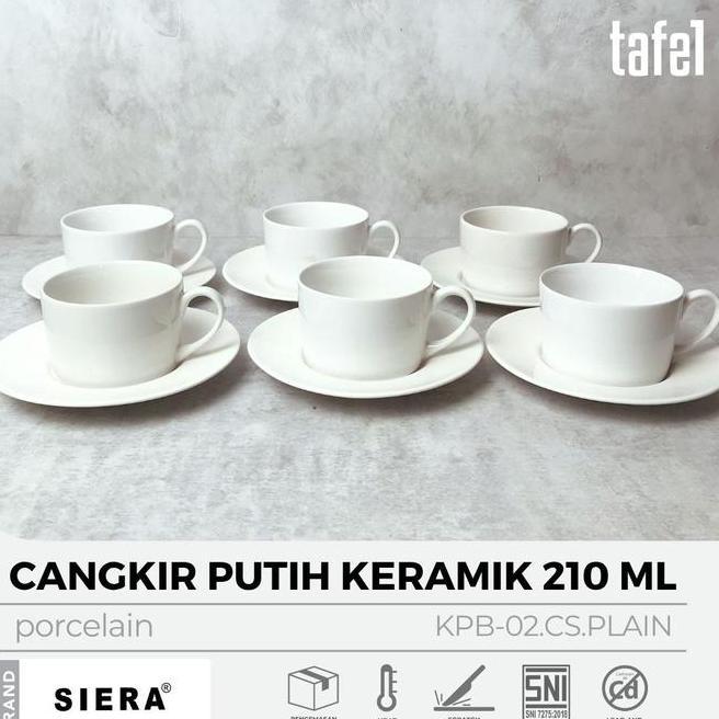 Siera Cangkir Set Putih Keramik 210 Ml Isi 6 Pasang