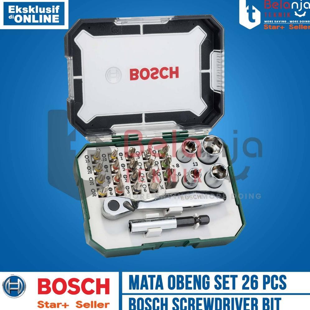 Mata Obeng dan Kunci Shock Set Bosch 26 PCS Screwdriver Bit Set Ratchet EH SD Set 26PCS