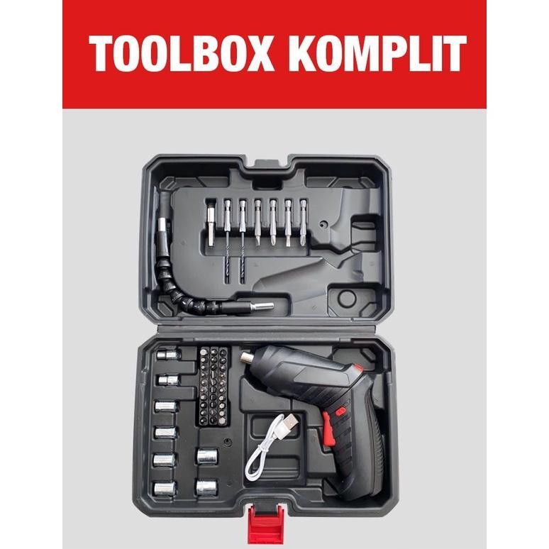 alat Mesin Obeng Bor Portable Tool Box 25in1 Cordless Impact Drill Mini kecil 3.6v 1800mah