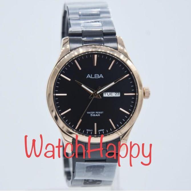 ALBA AJ6122X1 MEN BLACK ROSE GOLD BLACK DIAL AJ6122 STAINLESS ORIGINAL