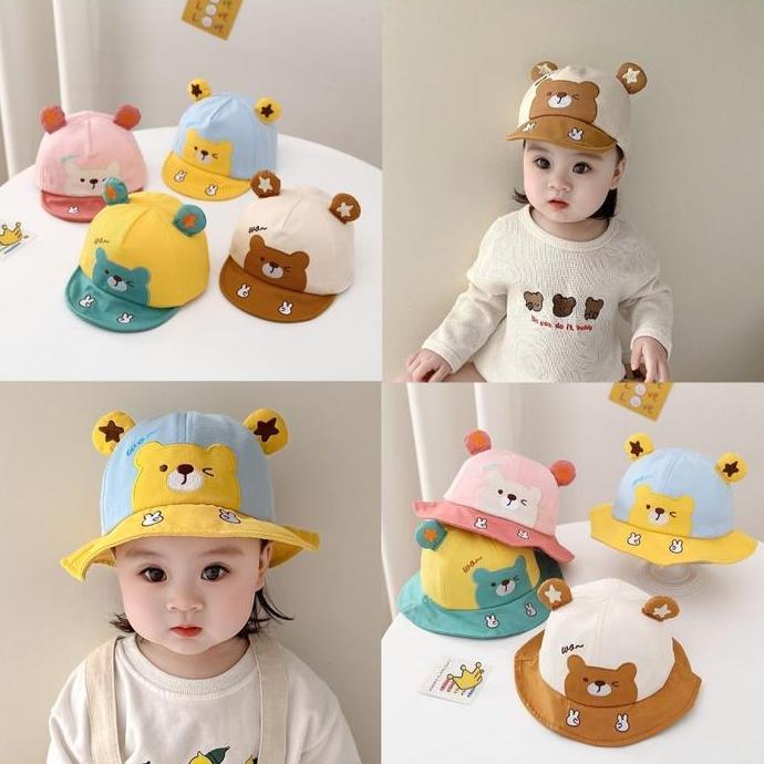 TERMURAH 5-18 bulan Topi Baseb Bucket Anak Unisex Wo Wink Peace READY STOCK