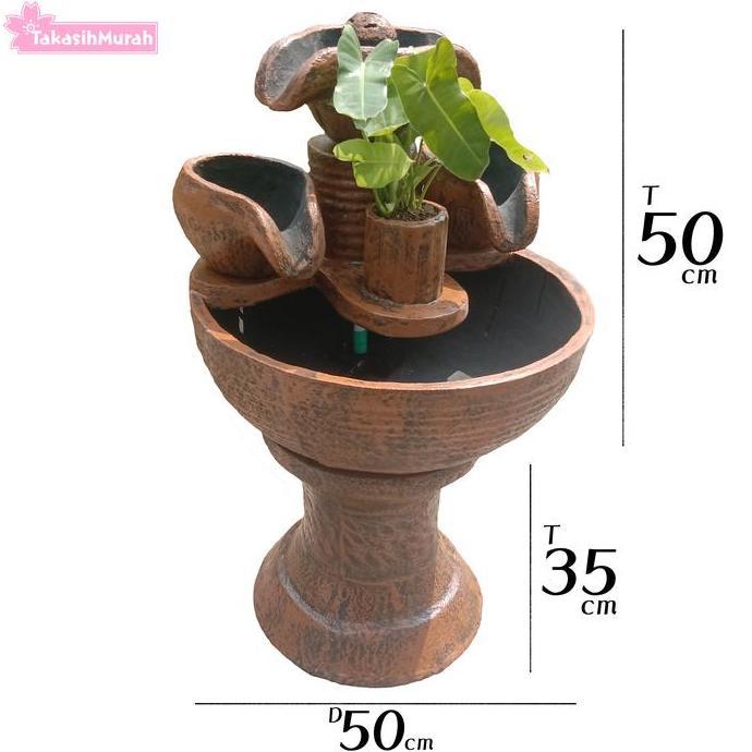 Air Mancur Minimalis Kolam Ikan 2 & 3 Kendi (Diameter 50Cm) Tanpa Pilar & Dengan Pilar + Free Mesin 