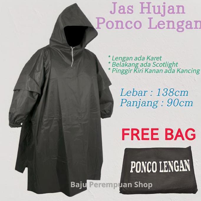 ORIGINAL Jas Hujan Ponco LENGAN Tebal Besar bahan Mirip Axio Mantel Poncho READY STOCK