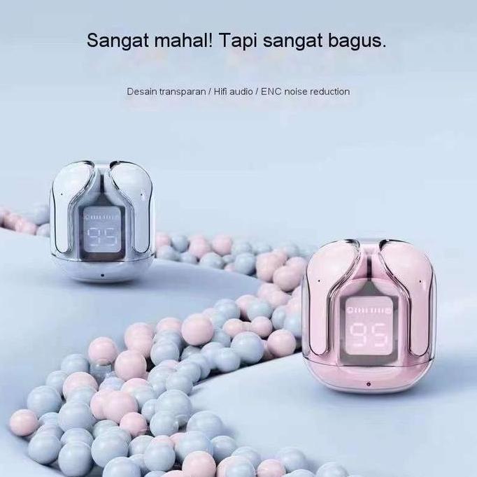 Promo Air31 Headset Putih Bluetooth TWS Wireless Ultrapods LED Menampilkan Suara HiFi Yang Transpara