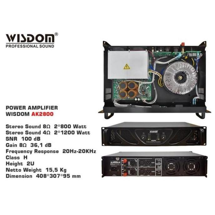 Promo Power Wisdom AK2800 2-Channel Power Amplifier Wisdom Ak-2800/AK 2800 Diskon